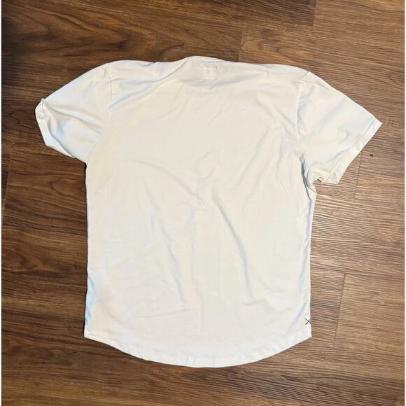 CUTS Curve Hem Minimal T-Shirt Men XXL White Stretchy Sustainable Basic Layering - Picture 2 of 9